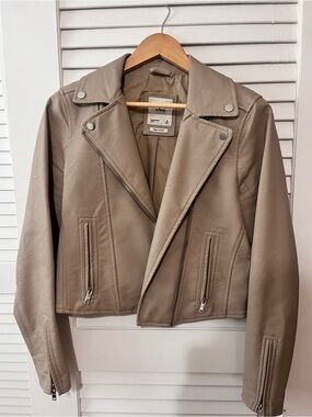 Abercrombie & Fitch Taupe Leather Moto Jacket
